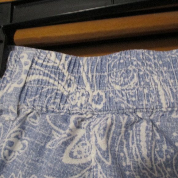 Talbots pants linen/cotton cropped wide leg, light blue & white size 14 - Picture 9 of 10